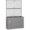 Polyrattan Blumenkasten Mit Rankgitter Grau