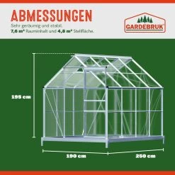 Alu Gewächshaus 250x190x195cm Mit Fundament -Garten & Außenbereich f063d7f1f93553474e57f19b84f18a35 04 991461 on dts web low de 1