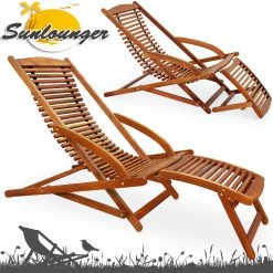 Sonnenliege 2er-Set Akazienholz Inkl. Kopfkissen