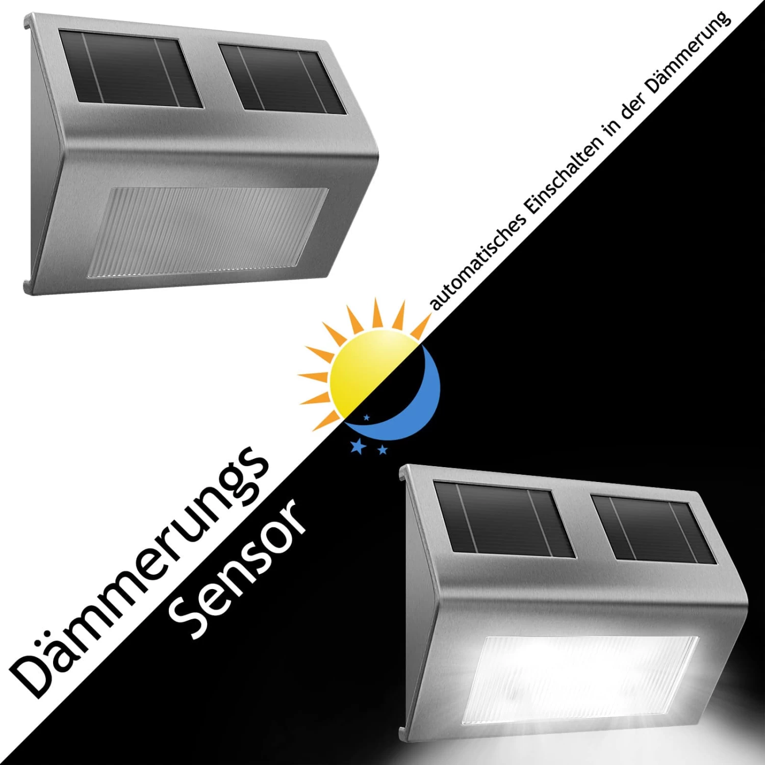 LED Solar-Wandleuchte 2er-Set Edelstahl 10 LED Solar-Wandleuchte 2er-Set Edelstahl – Bild 10