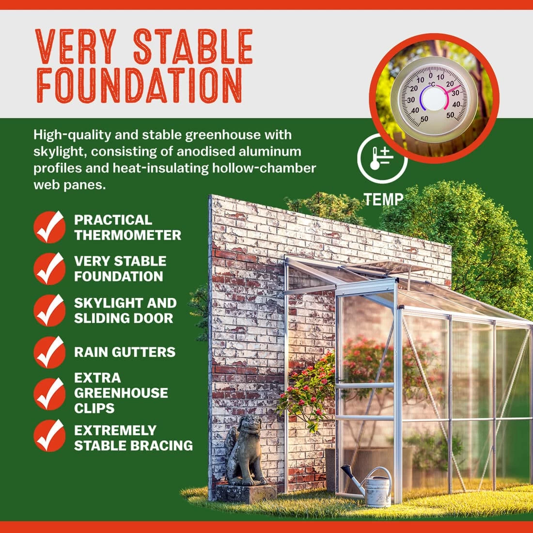 Alu Beistellgewächshaus 190x122x202cm Mit Fundament 10 Alu Beistellgewächshaus 190x122x202cm Mit Fundament – Bild 10