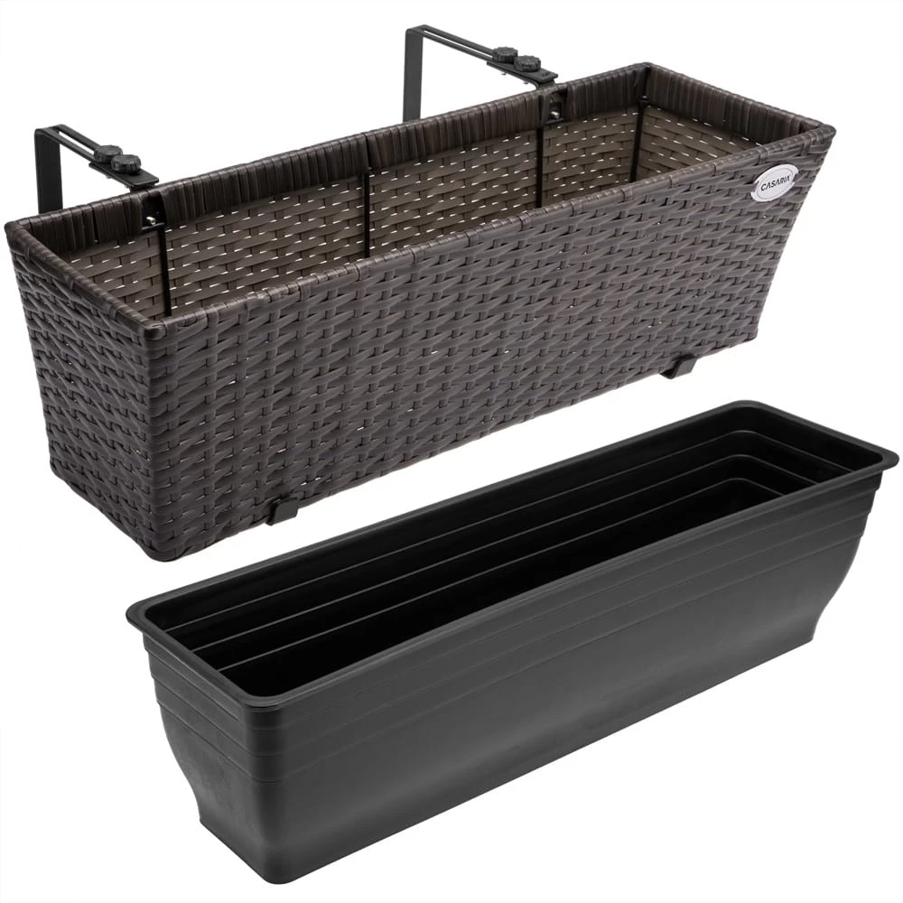 Polyrattan Blumenkasten 2er-Set Braun 3 Polyrattan Blumenkasten 2er-Set Braun – Bild 3