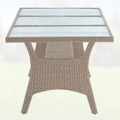 Polyrattan Gartentisch Takeo Creme 190x90x74cm Glas -Garten & Außenbereich fd1628cceb35133058727ab472720a49 de 995694d 21 1