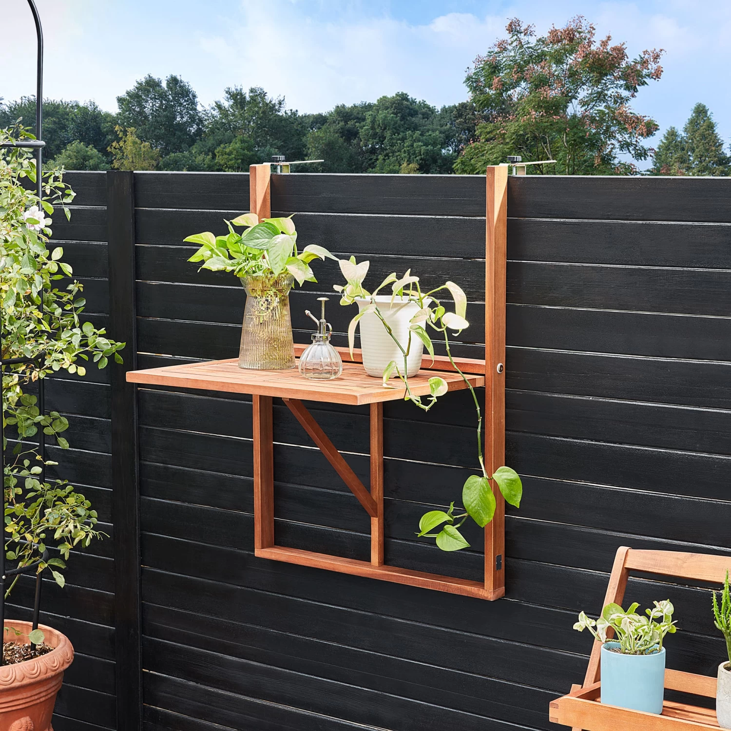 Balkonhängetisch Akazienholz 65x45x87cm FSC®-zertifiziert Klappbar 3 Balkonhängetisch Akazienholz 65x45x87cm FSC®-zertifiziert Klappbar – Bild 3